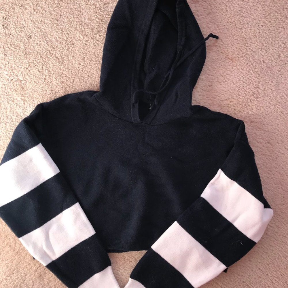 Cropped Navy Stripe Sweater